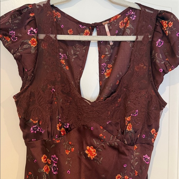 Floral Slip Dress in Deep Burgundy Free People Butterfly Babe Size Medium - Picture 5 of 10